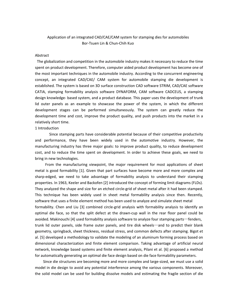 一个集成的cad  cae  cam系统在汽车冲压模具中的应用-毕业设计外文翻译_第2页