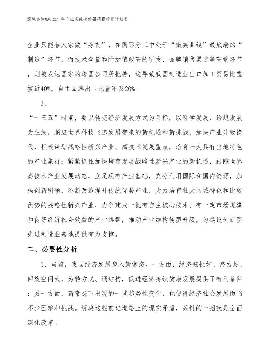 年产xx高纯硫酸锰项目投资计划书_第5页