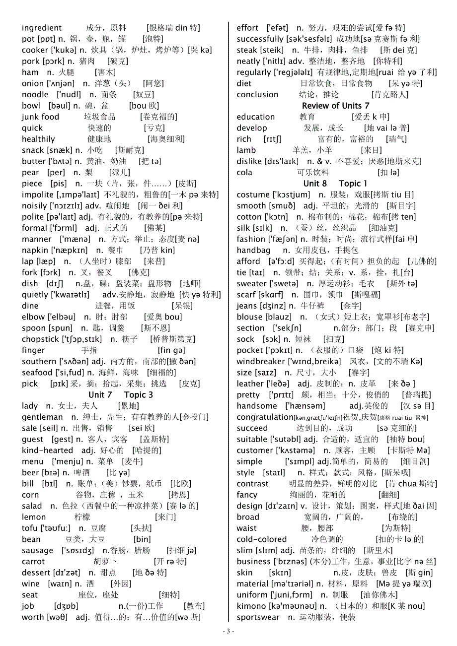 2015仁爱版英语八年级下册单词表(带音标带白字发音)_第3页