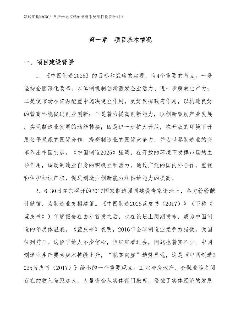 年产xx电控燃油喷射系统项目投资计划书_第3页