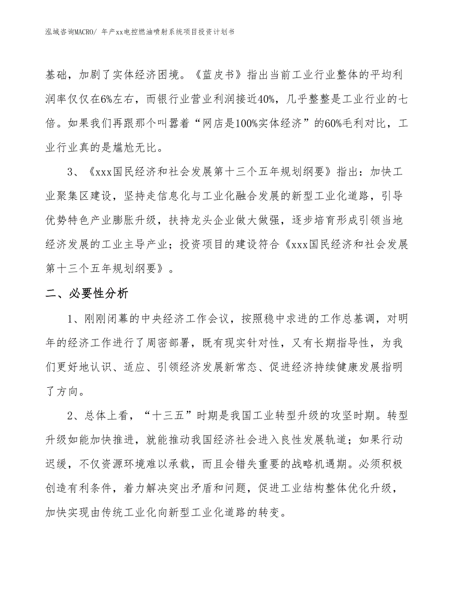 年产xx电控燃油喷射系统项目投资计划书_第4页