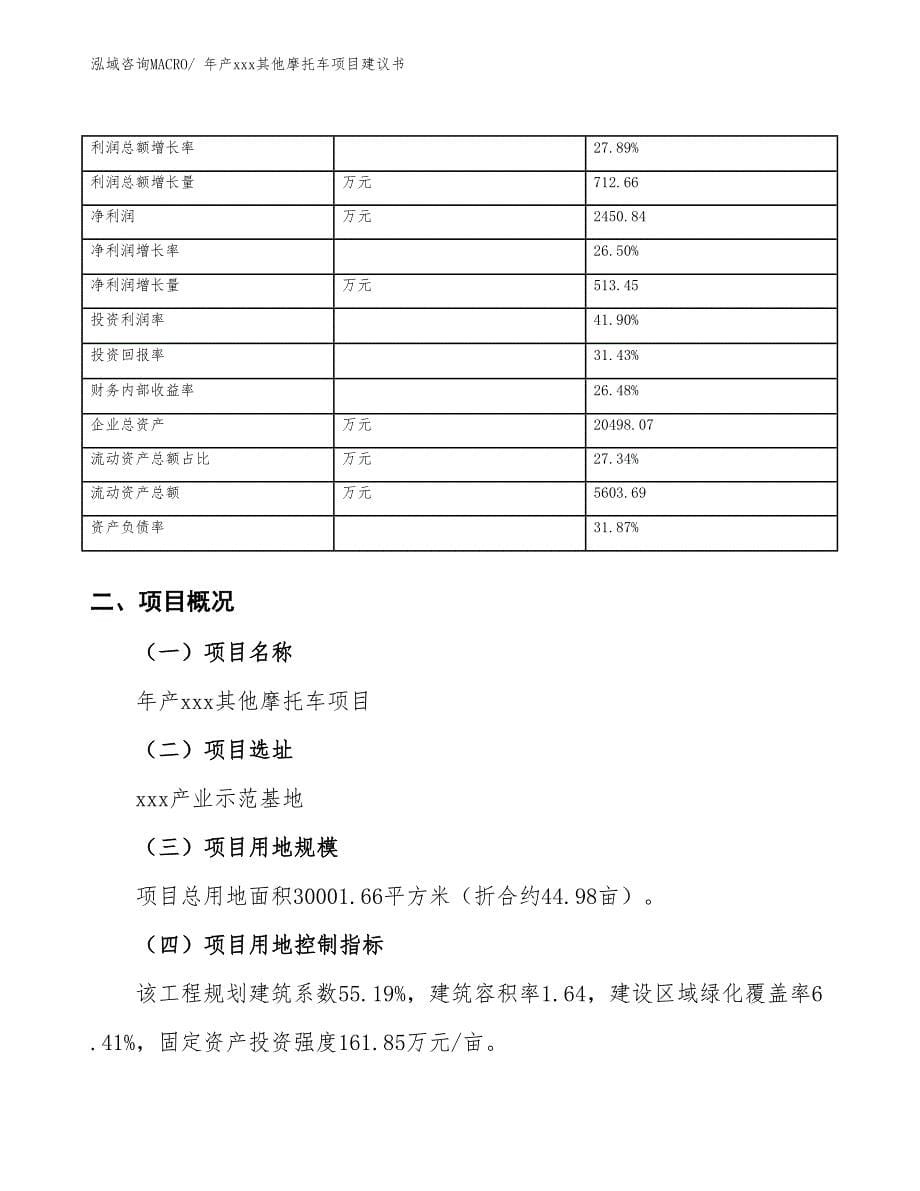 年产xxx其他摩托车项目建议书_第5页