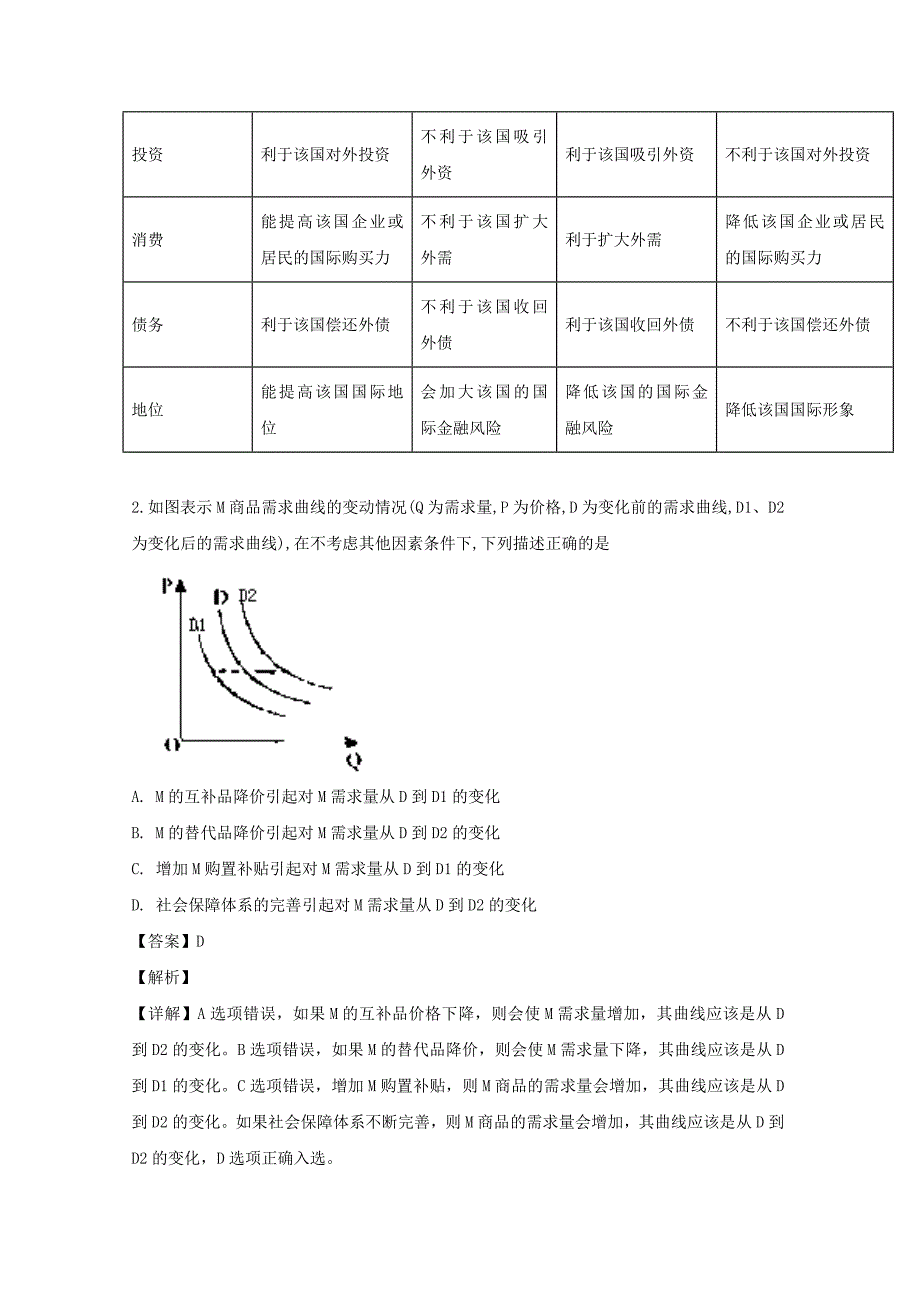 【解析版】湖南省永州市2019届高三上学期第一次模拟考试政治试题 Word版含解析.doc_第2页