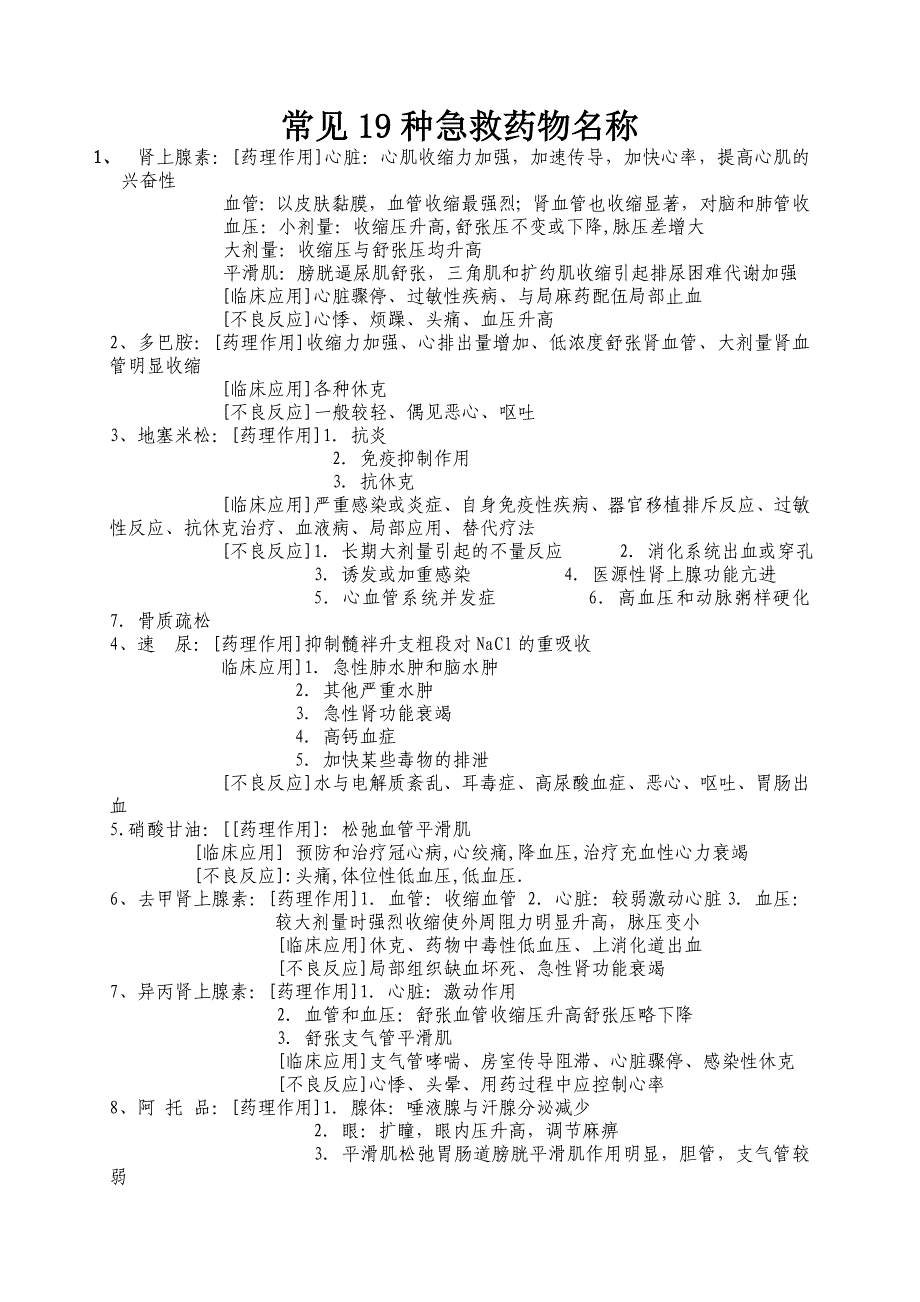 常见19种急救药物名称.doc_第1页