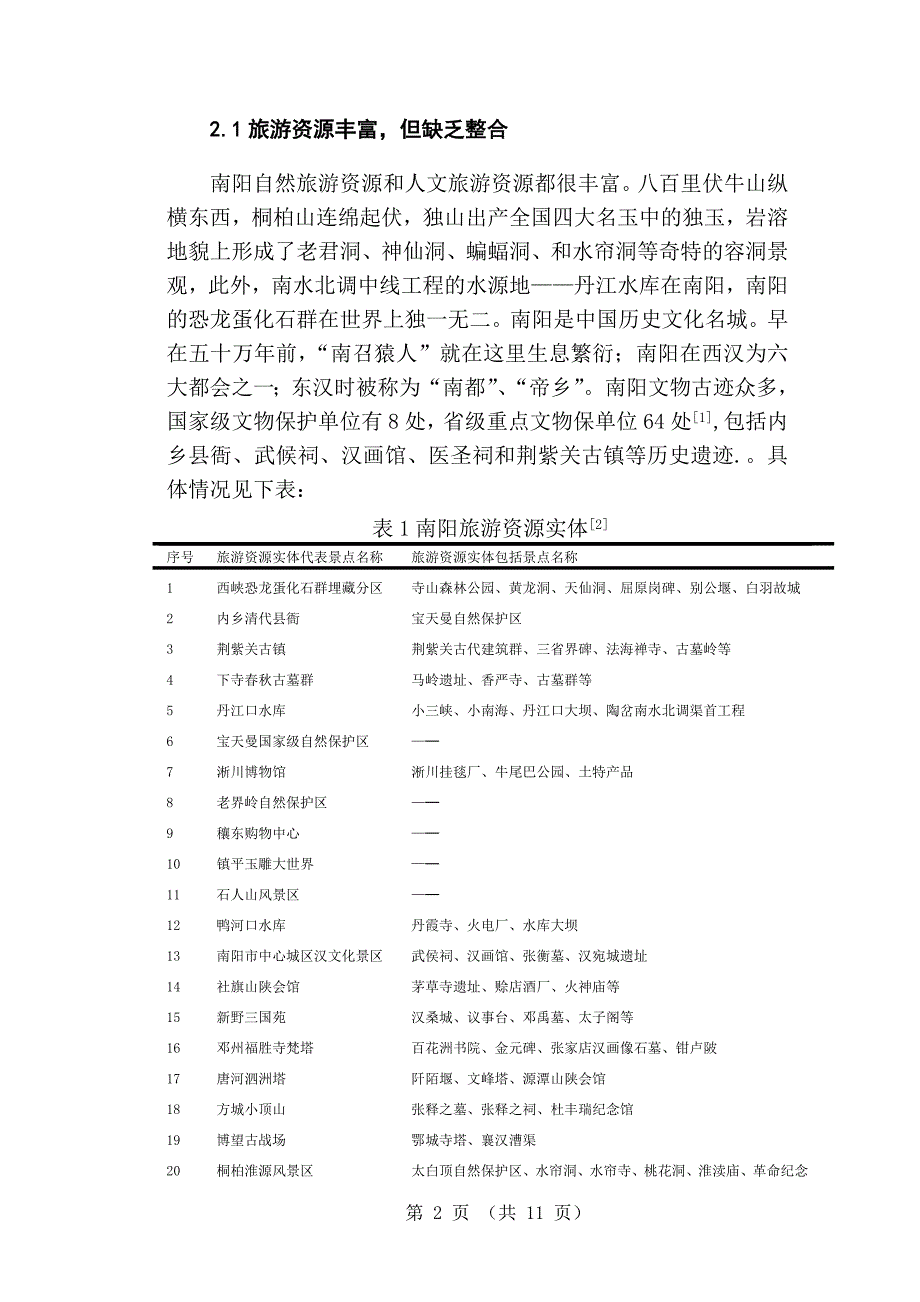 创新与提升：南阳旅游产品体系建设研究-毕业论文_第2页