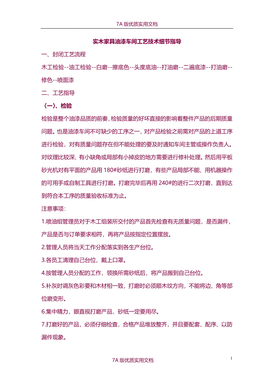 【6A版】实木家具油漆车间工艺技术细节_第1页