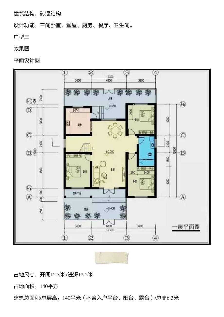 3套一层实用农村自建房设计图,只要15万就能建_第5页