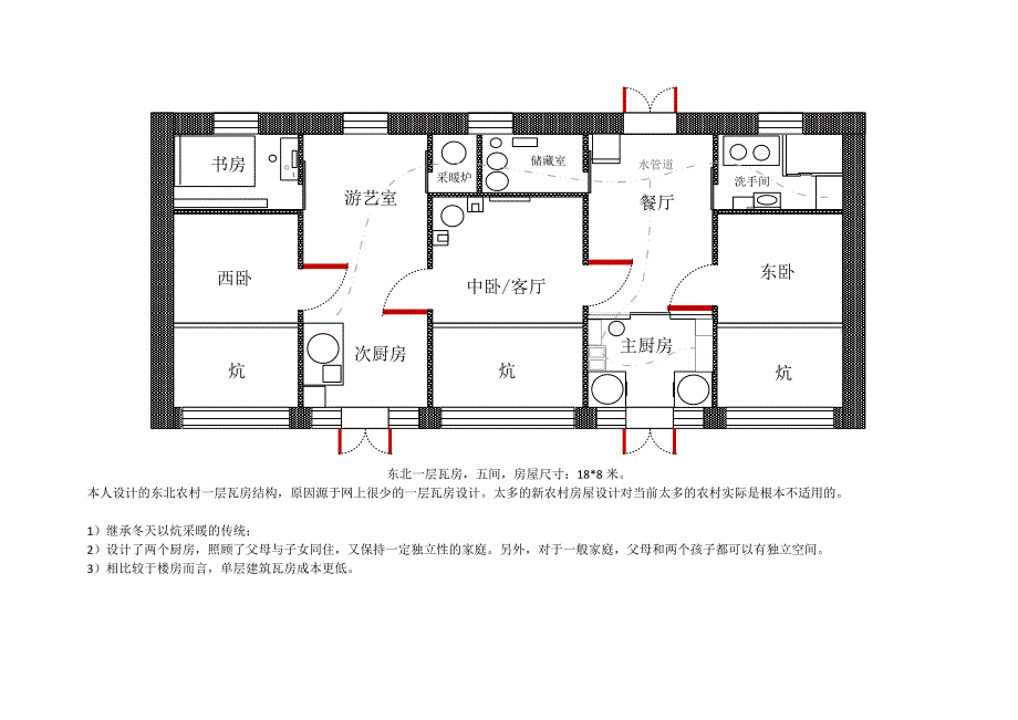 东北带炕一层瓦房设计图_第1页