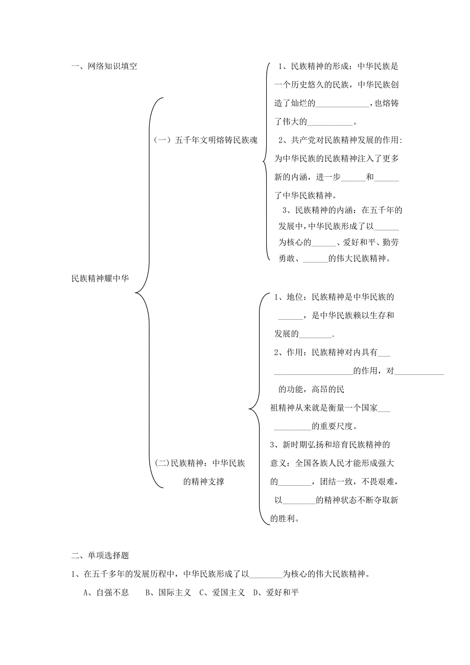 九年级政治第九课《弘扬和培育民族精神》学案1鲁教版.doc_第4页