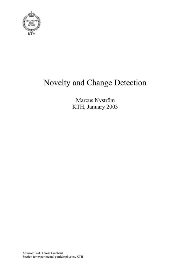 novelty and change detection 2 novelty and change detection 3 preface