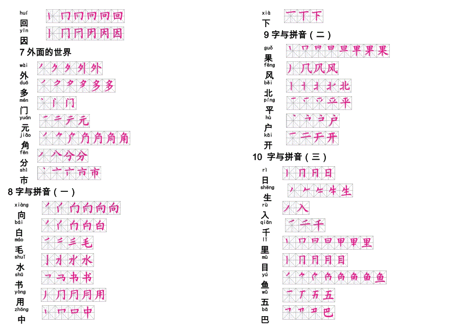 一年级会写字笔顺整理(写字)_第2页