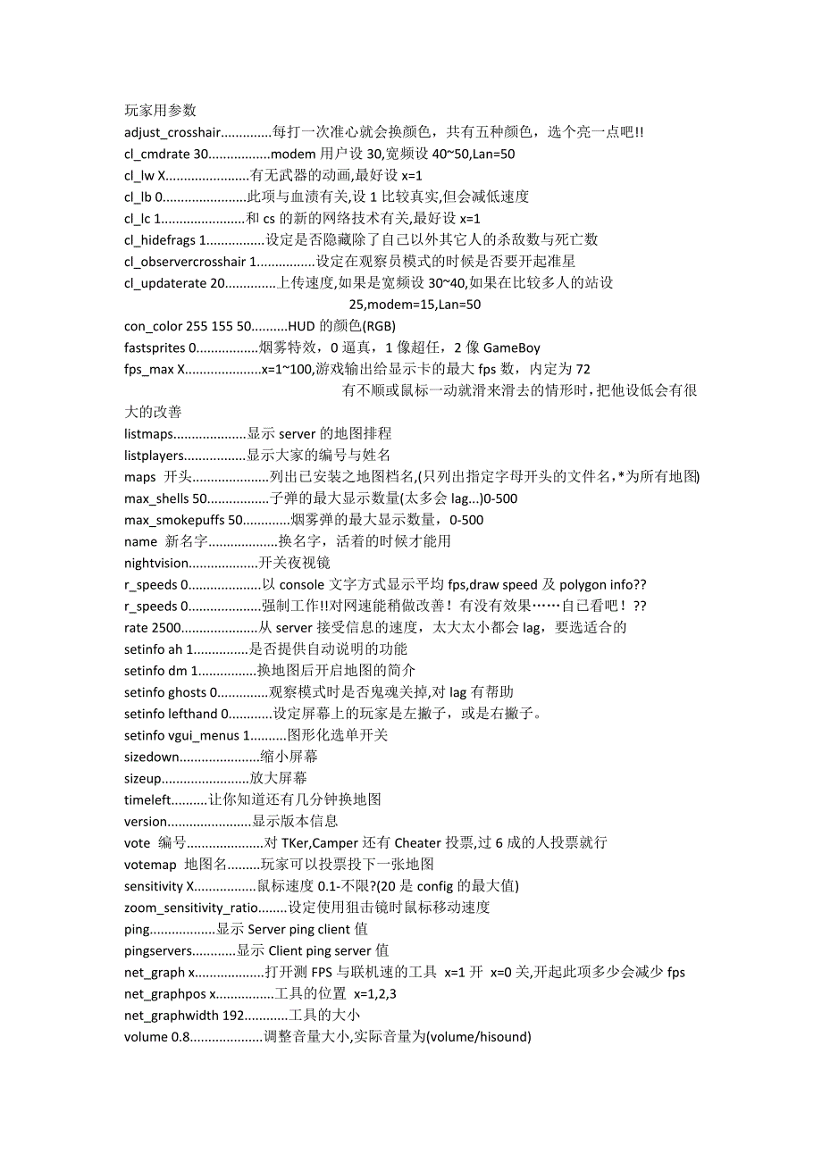 cs1.6控制台命令大全_第1页