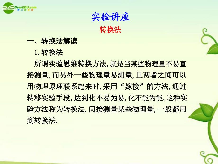 高考物理 实验讲座：转换法实验讲座课件  新人教版_第1页