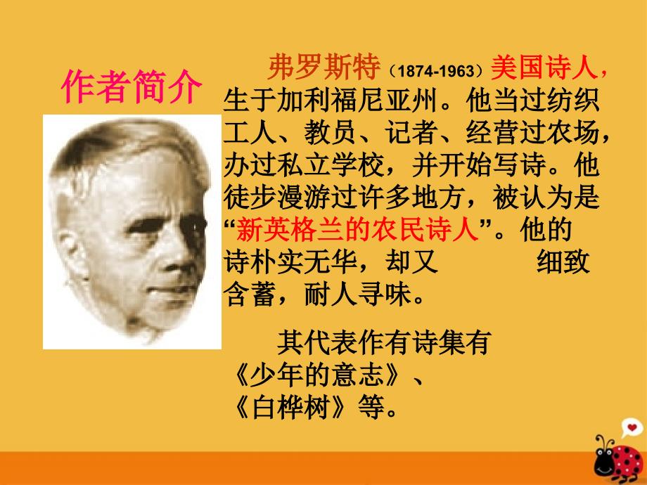 福建省云霄县将军山学校九年级语文下册 《未选择的路》课件 语文版_第4页