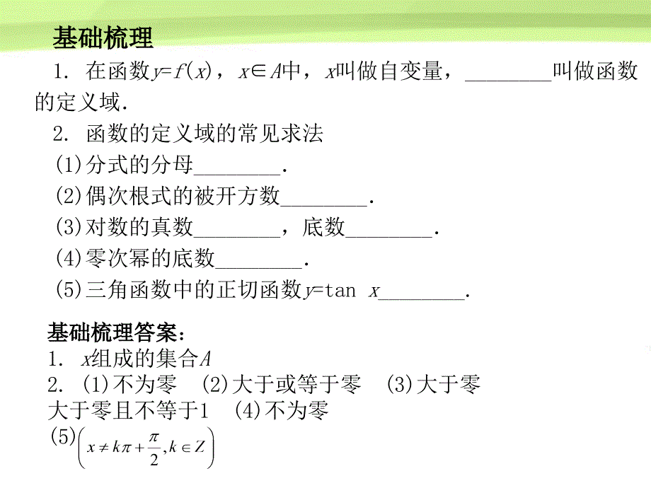 2018高考数学总复习 第2单元 第2节 函数的定义域与解析式课件 文 苏教版_第2页