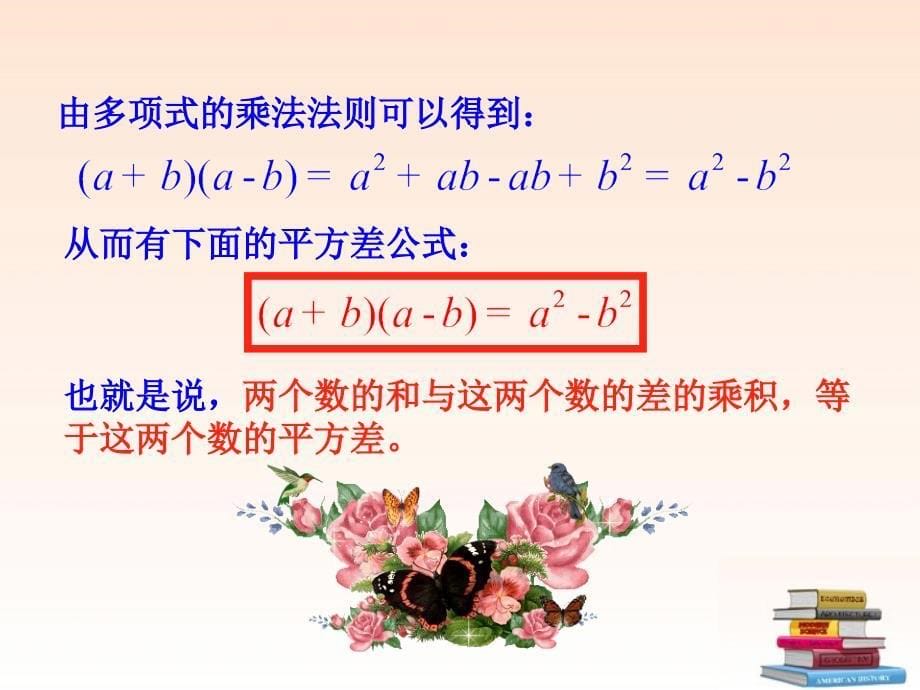 山东省聊城市冠县定远中学九年级数学下册《平方差公式》课件2 北师大版_第5页