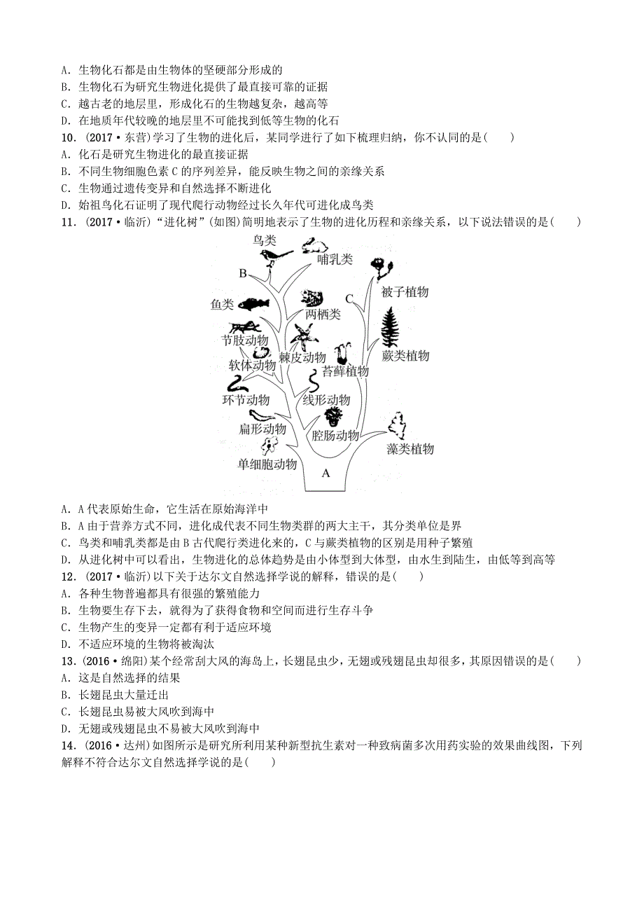 山东省潍坊市2018年中考生物 实战演练 八下 第五单元_第2页