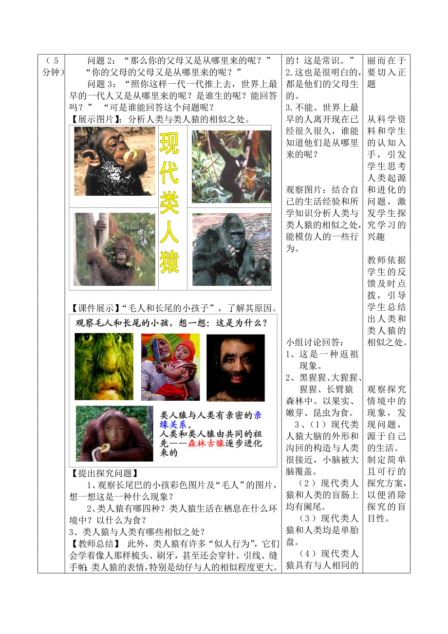 2.1人类的起源 教案2（生物济南版八年级下册）.doc_第2页