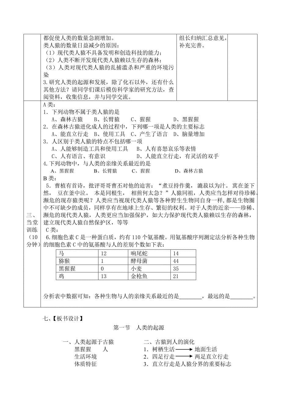 2.1人类的起源 教案2（生物济南版八年级下册）.doc_第5页