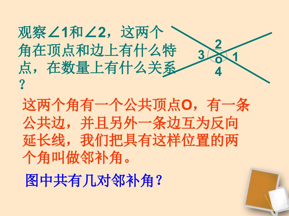 山东省临沂市青云镇中心中学七年级数学下册 5.1.2 相交线课件 人教新课标版_第4页