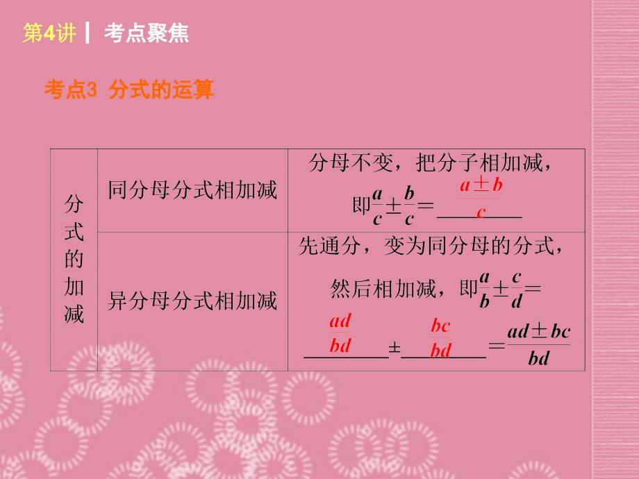 （新课标）2018届中考数学查漏补缺第一轮基础复习 第4讲 分式课件 北师大版_第4页