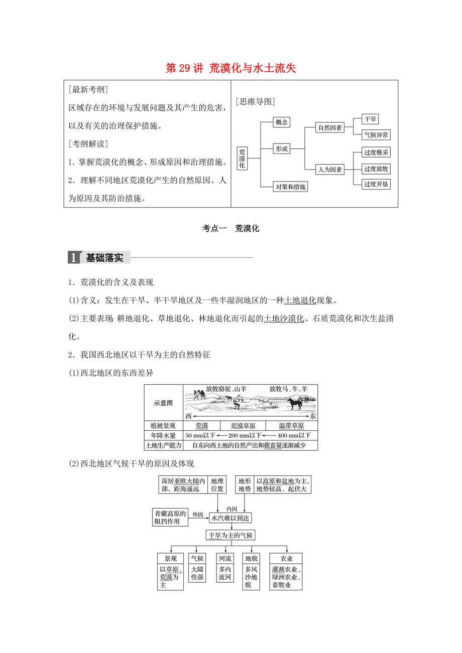 （全国）2018版高考地理一轮复习 第2章 区域生态环境建设 第29讲 荒漠化与水土流失教师用书（必修3）_第1页