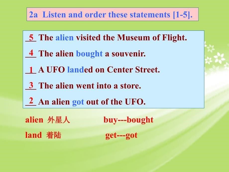 山东省滨州市邹平实验中学八年级英语下册《unit3 what were you doing when the ufo arrived》课件1 人教新目标版_第5页