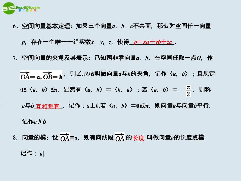 2018届高三数学一轮复习 空间向量及其运算课件 北师大版_第4页