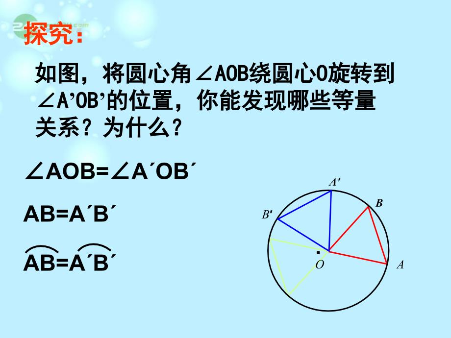 湖南省博才实验中学九年级数学上册《弧、弦、圆心角》课件 湘教版_第3页