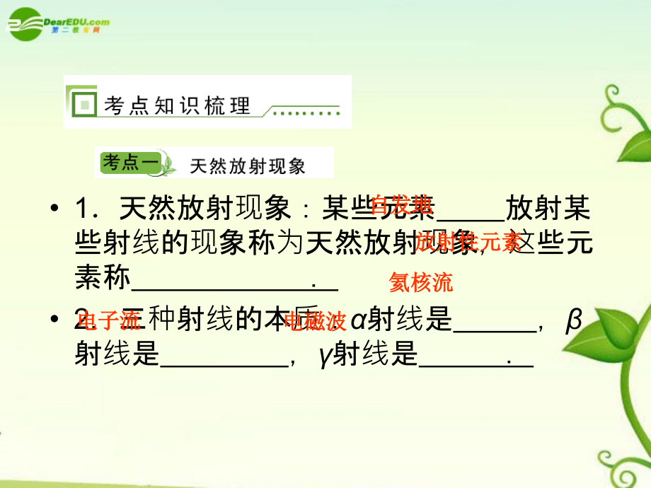 2018届高考物理 单元总复习课件第2单元  放射性元素的衰变  核能课件 新人教版_第2页