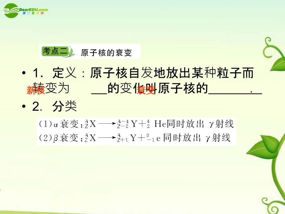 2018届高考物理 单元总复习课件第2单元  放射性元素的衰变  核能课件 新人教版_第3页