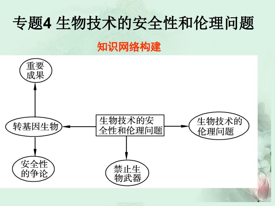 广东省高中生物《专题4 生物技术的安全性和伦理问题》复习课件 新人教版选修3_第1页