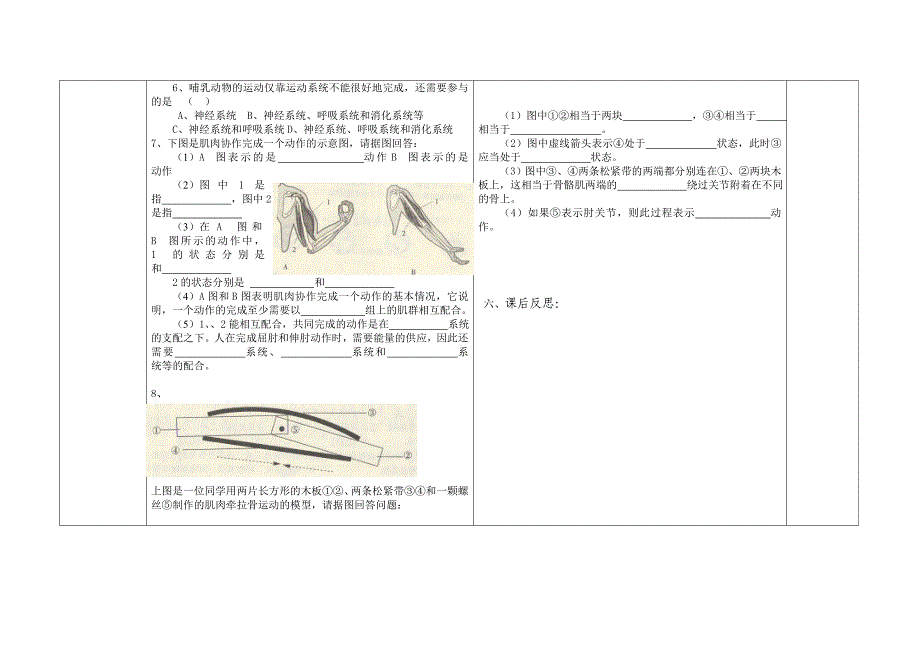 2.1动物的运动 学案10（生物人教版八年级上册）.doc_第2页