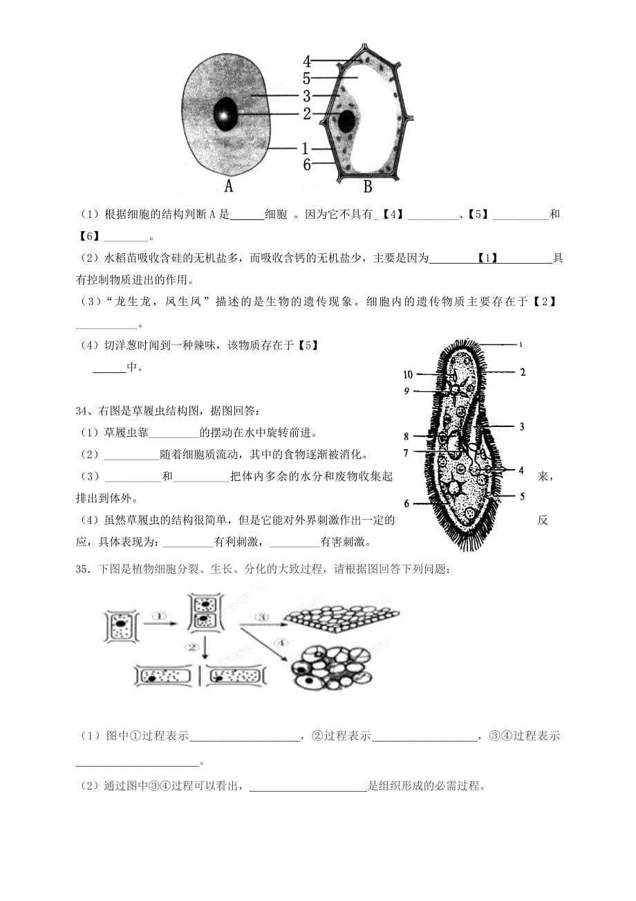 黑龙江省大庆市肇源县2016-2017学年六年级生物上学期期中试题五四制_第5页