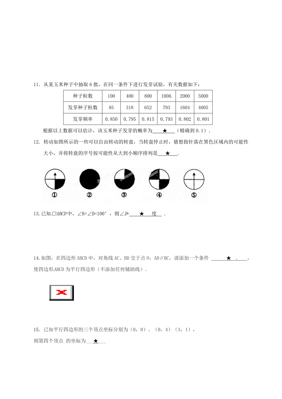 江苏省徐州市沛县龙固镇2015-2016学年八年级数学下学期第一次阶段性测试试题无答案苏科版_第3页