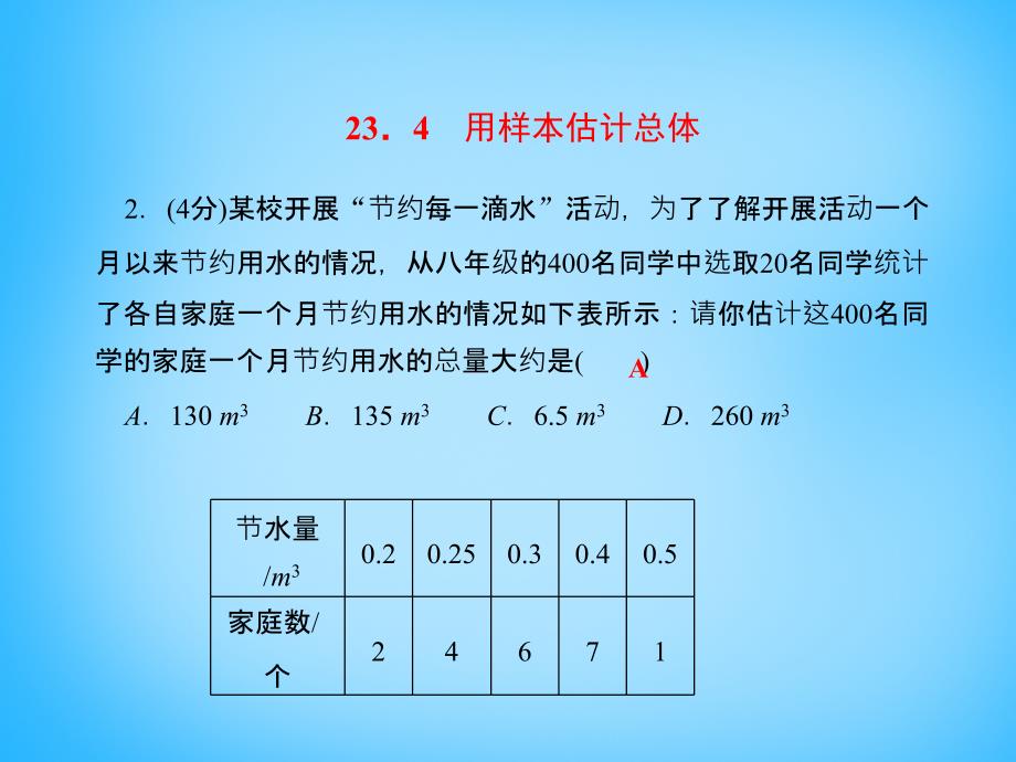 2017-2018学年九年级数学上册 23.4 用样本估计总体课件 （新版）冀教版_第4页