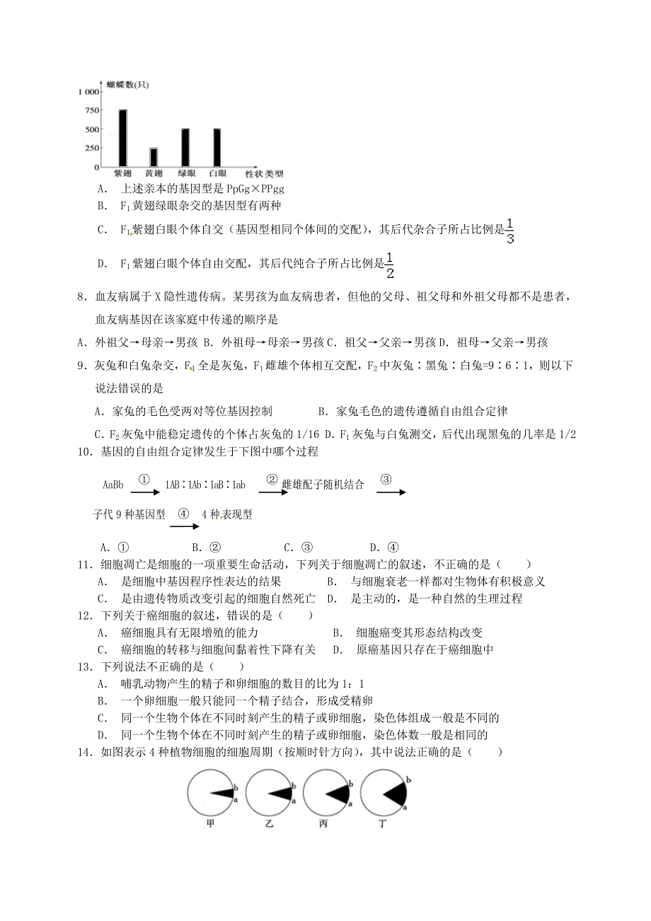 四川省简阳市阳安中学2015-2016学年高一生物下学期期中试题_第2页