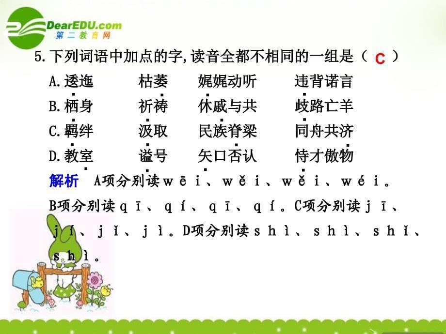 高考语文一轮复习讲义 语言文字运用 识记现代汉语普通话常用字的字音（一）课件 人教大纲版_第5页