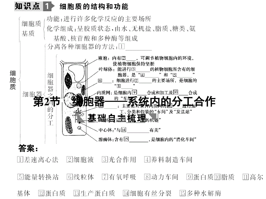 2018高考生物一轮复习 第3章 细胞的基本结构 第2节 细胞器——系统内的分工合作课件 新人教版必修1_第1页