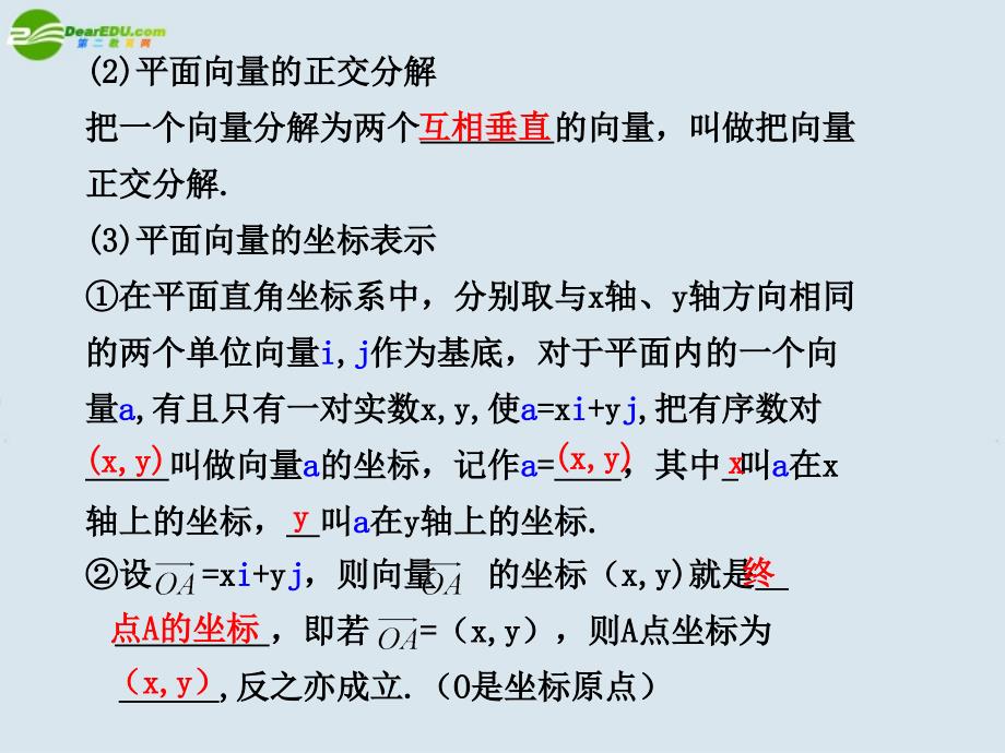 2018高考数学 5.2  平面向量基本定理及坐标表示总复习课件_第3页