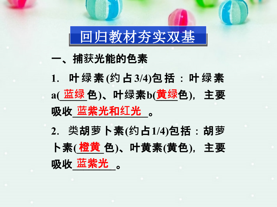 （广东专用）高考生物总复习 第5章第4节 能量之源 光与光合作用课件（夯实双基+高频考点+专项突破+把脉高考）新人教版必修1 _第2页