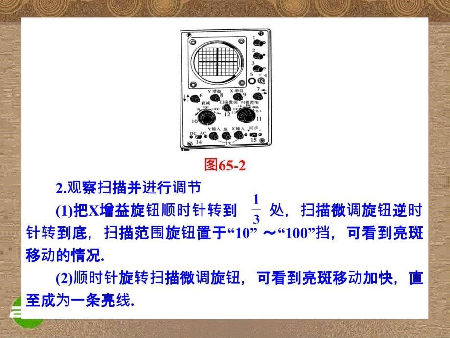 河北省2018年高考物理一轮总复习 交变电流电磁场 第65讲 实验：练习使用示波器波 课件 旧人教版_第5页