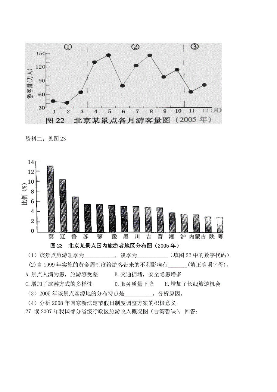 山西省运城市康杰中学高中地理 第一章 现代旅游及其作用单元综合测试 新人教版选修3_第4页