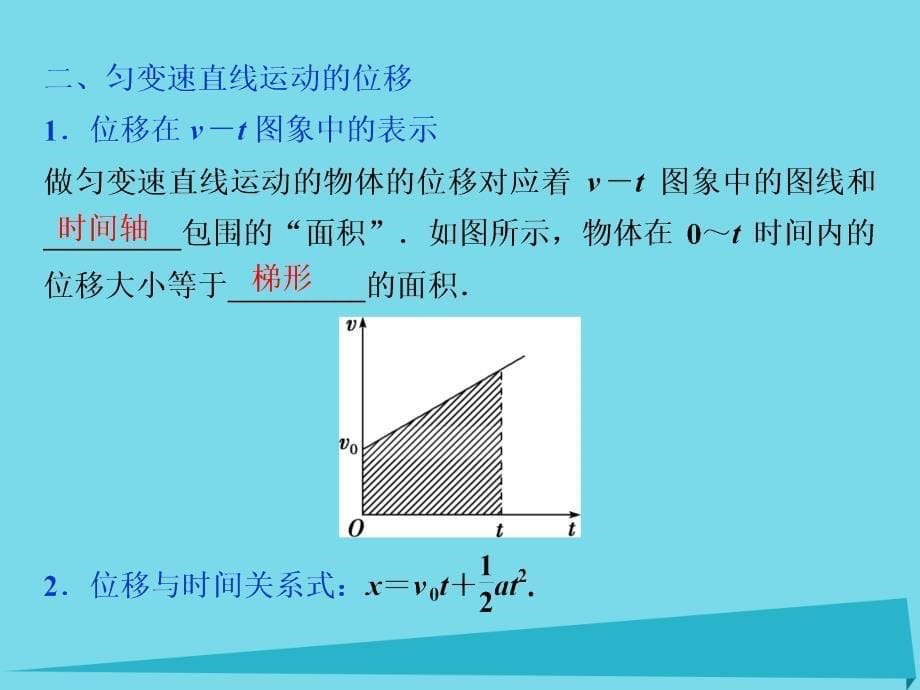 2017高中物理 第二章 匀变速直线运动的研究 第3节 匀变速直线运动的位移与时间的关系课件 新人教版必修1_第5页