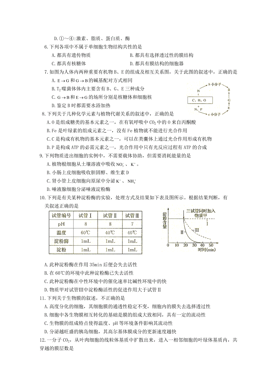 山东省潍坊诸城一中2012届高三生物10月阶段测试试题_第2页