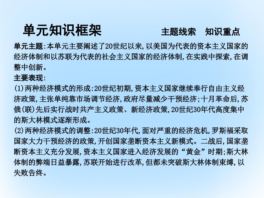 2018年高考历史一轮复习第二模块经治史第十单元世界资本主义经济政策的调整和苏联的社会主义建设考点1世界资本主义经济政策的调整课件_第2页