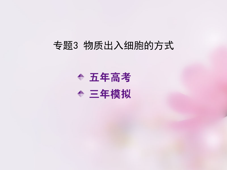 2018版高考生物一轮复习 第二单元 专题3 物质出入细胞的方式课件_第1页