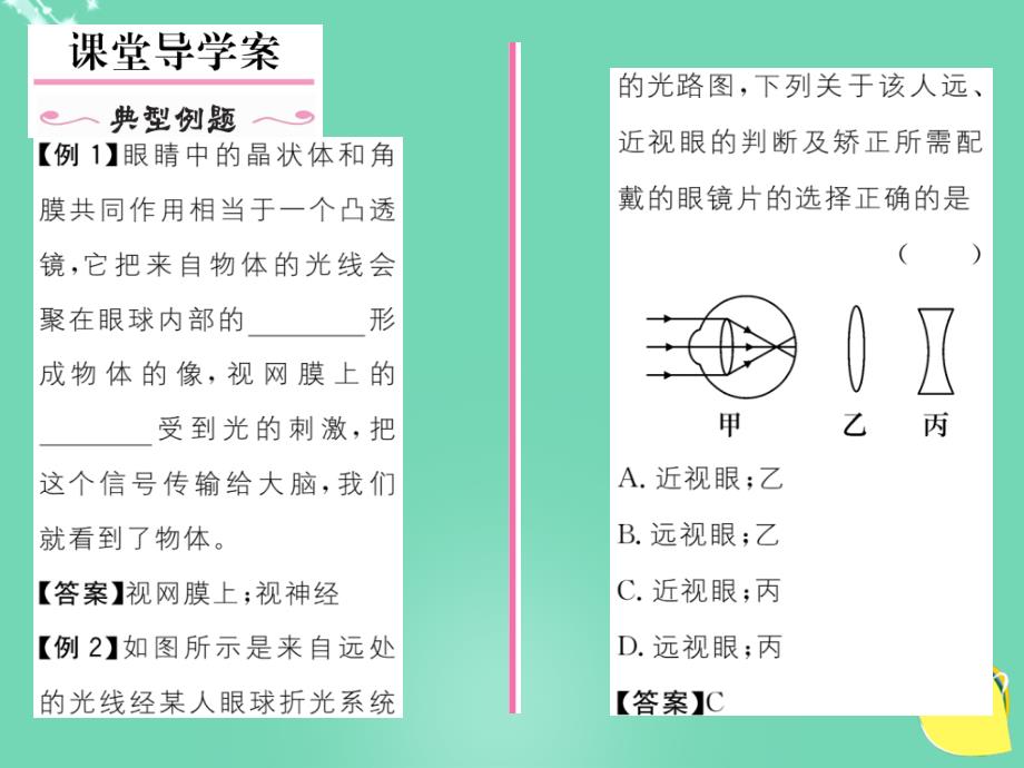 2018年秋八年级物理上册 5.4 眼睛和眼镜作业课件 （新版）新人教版_第2页