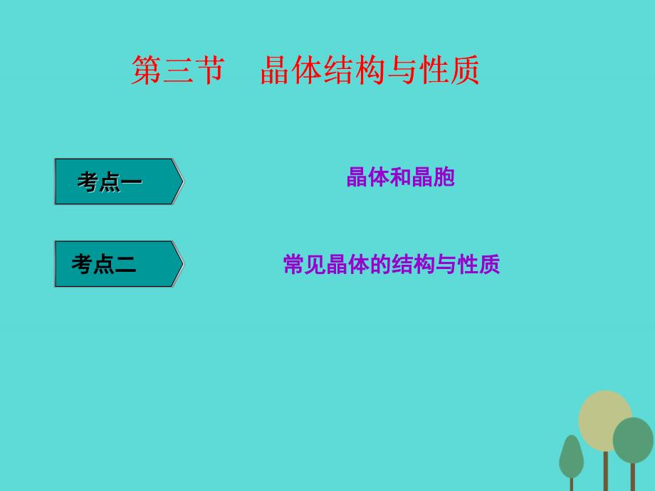 2018届高考化学一轮复习 第十一章 物质结构与性质 第三节 晶体结构与性质课件 新人教版_第1页