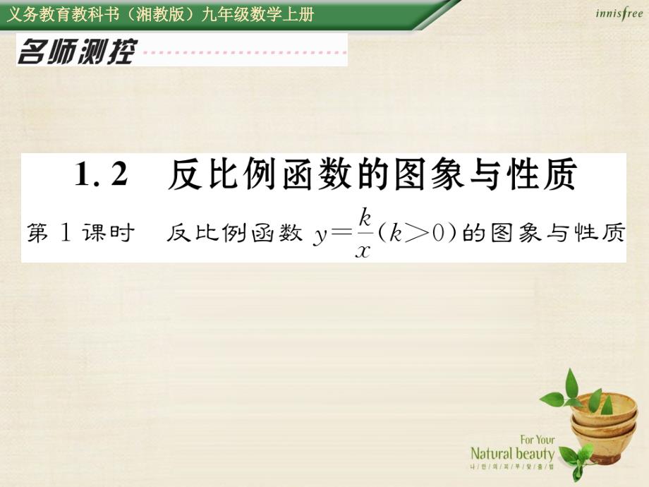 2018年秋九年级数学上册 1.2 反比例函数的图象与性质（第1课时）课件 （新版）湘教版_第1页